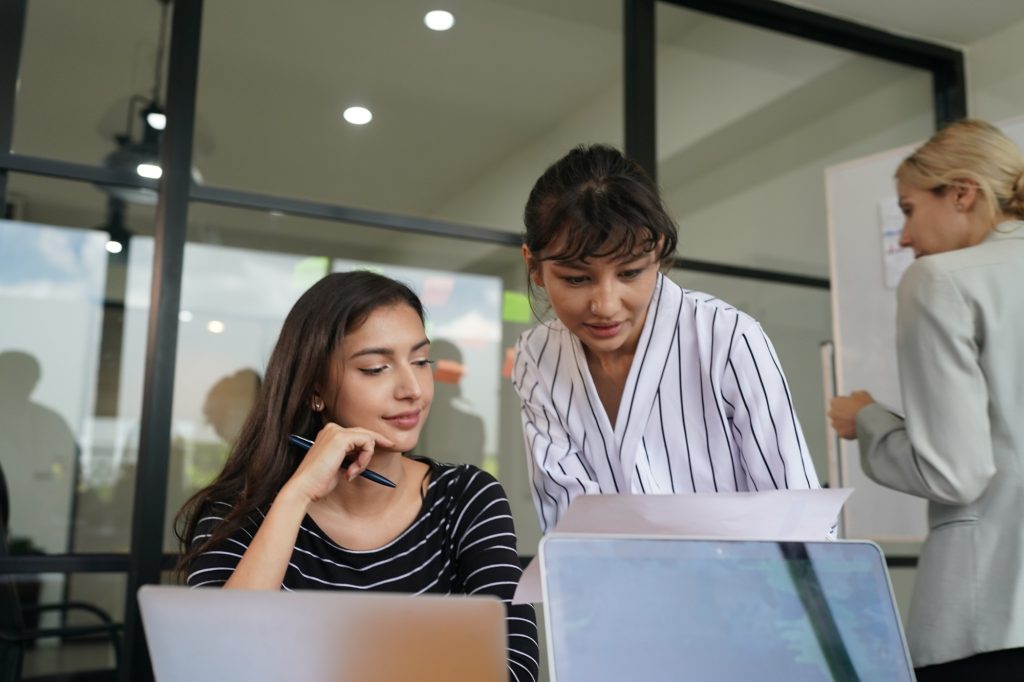 Young businesswoman working at at office